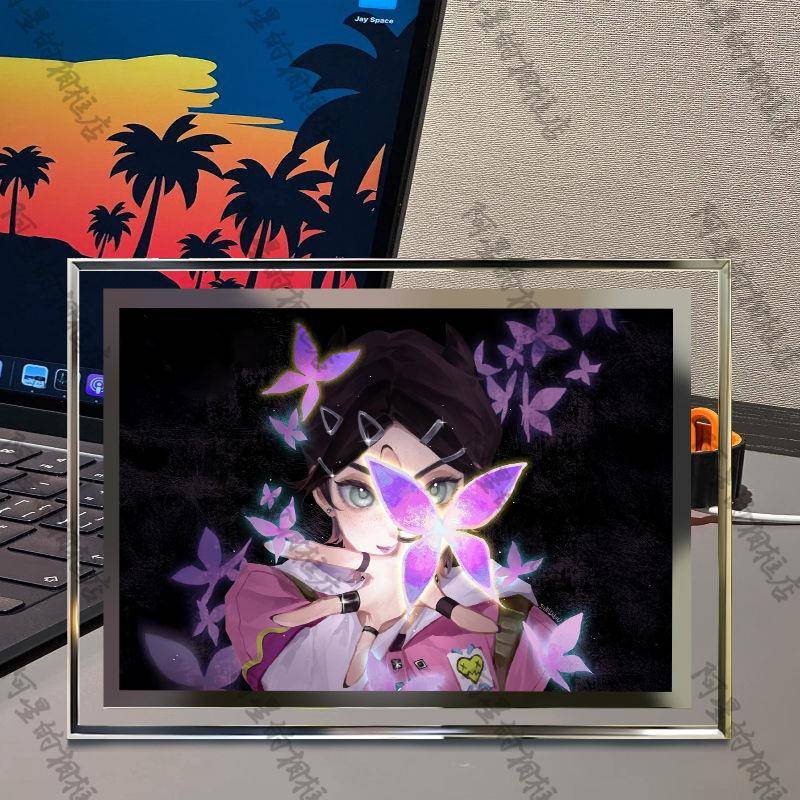 无畏契约暮蝶周边高颜值水晶玻璃相框桌面立体摆台摆件送朋友礼物