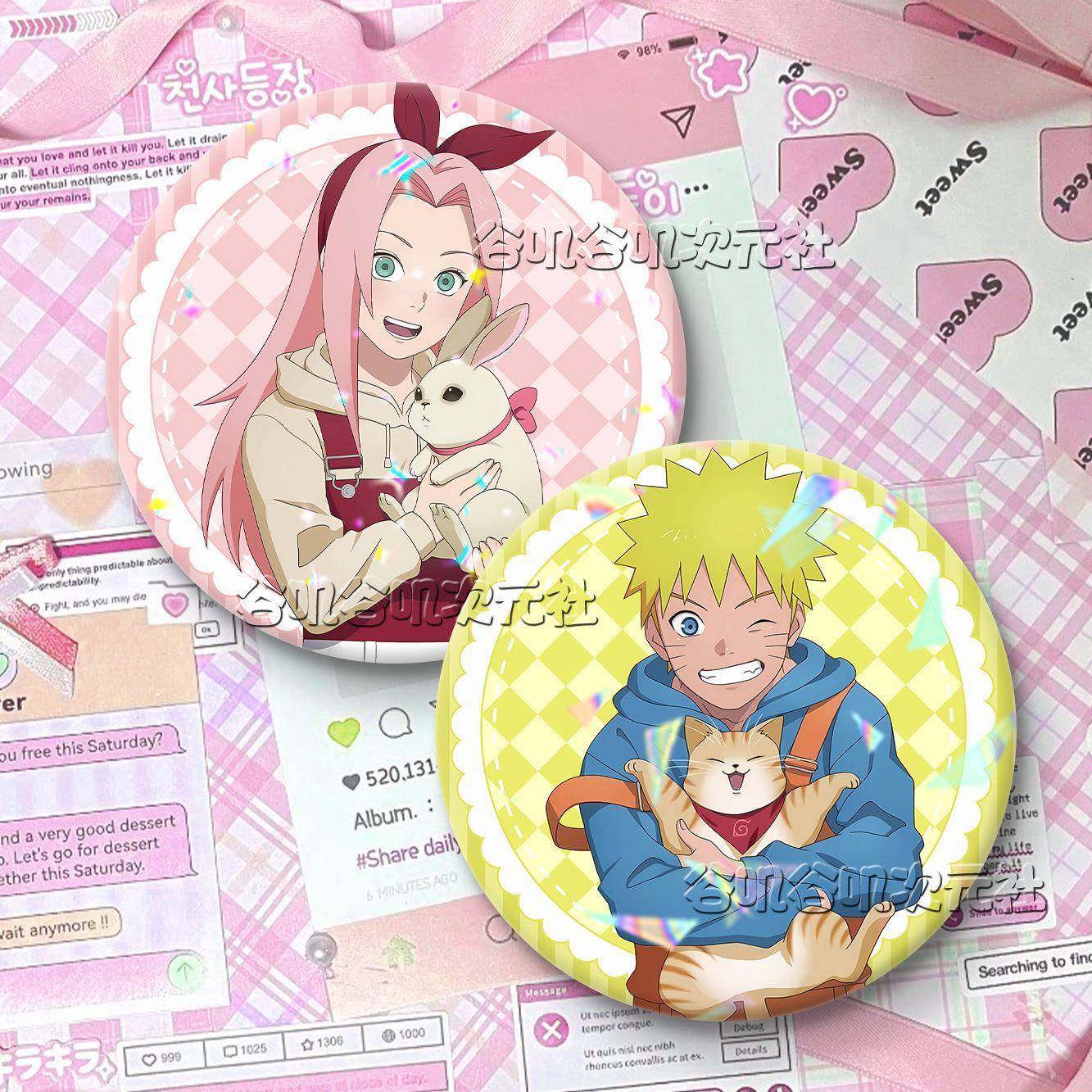 适用火影忍者动物主题鸣人佐助小樱卡卡西带土周边马口铁徽章胸针