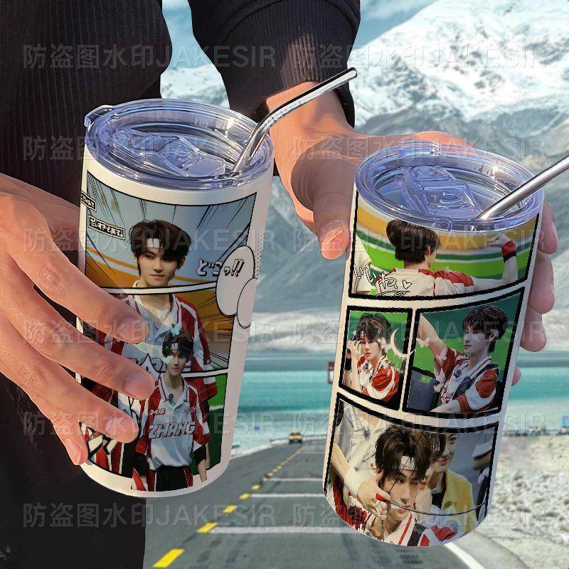 新款张真源应援周边保温杯带吸管随手杯咖啡杯ins高颜值便携带学