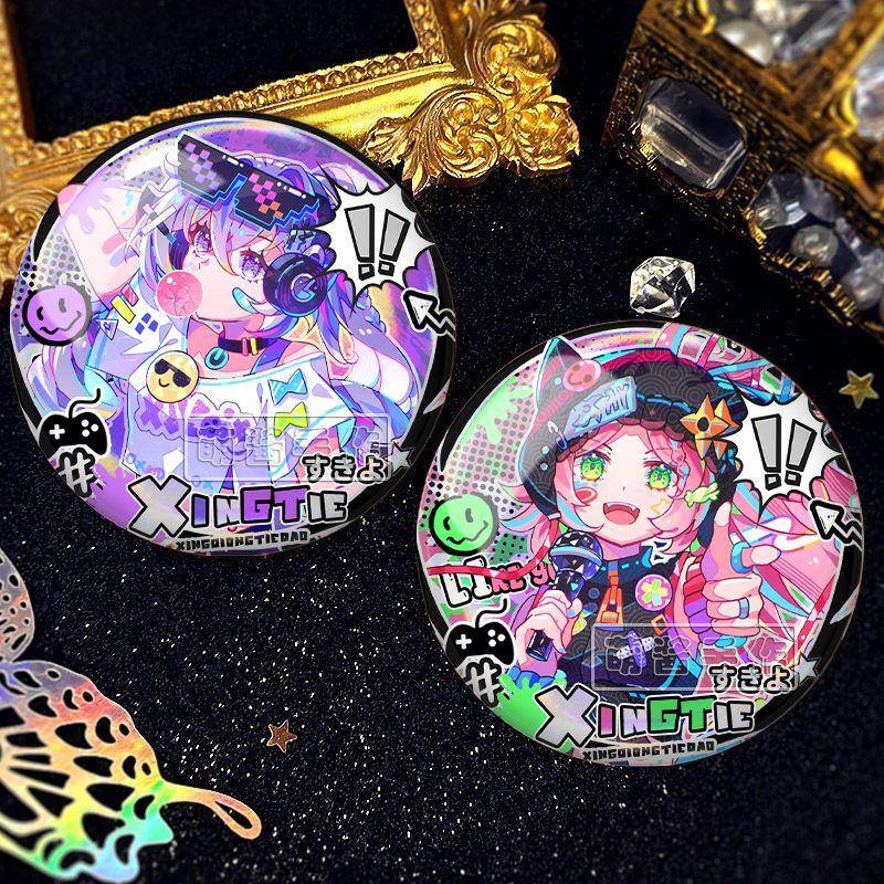 乱破银狼双闪镭射吧唧银葱拉丝徽章胸针周边同人谷子节日礼物摆件