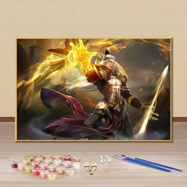 王者荣耀男英雄后羿diy数字油画手绘填色涂鸦画卧室装饰挂画礼物