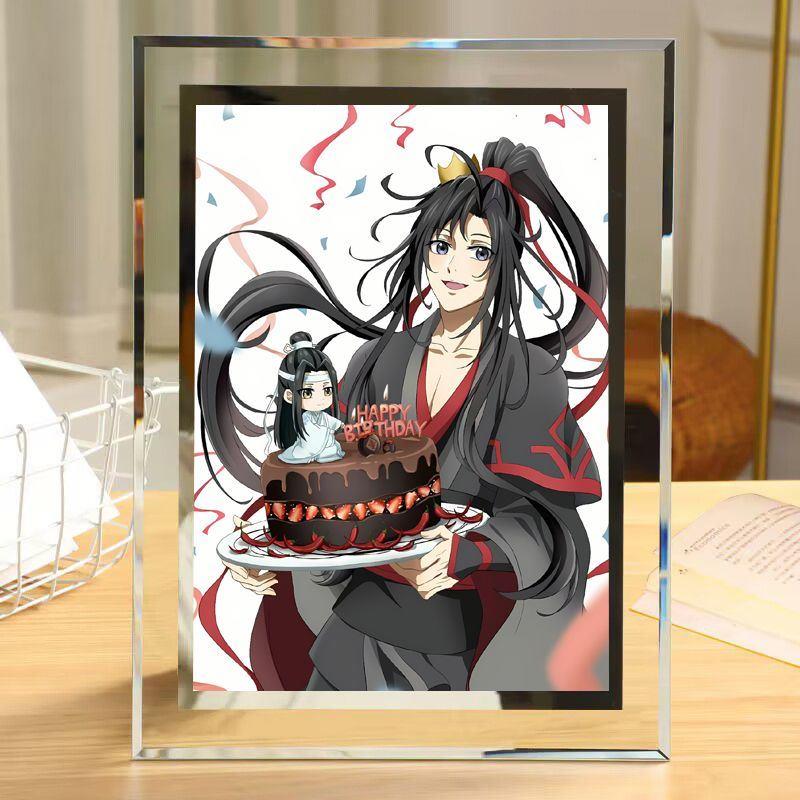 魔道祖师动画蓝忘机魏无羡同款照片水晶相框动漫周边桌面定制礼物