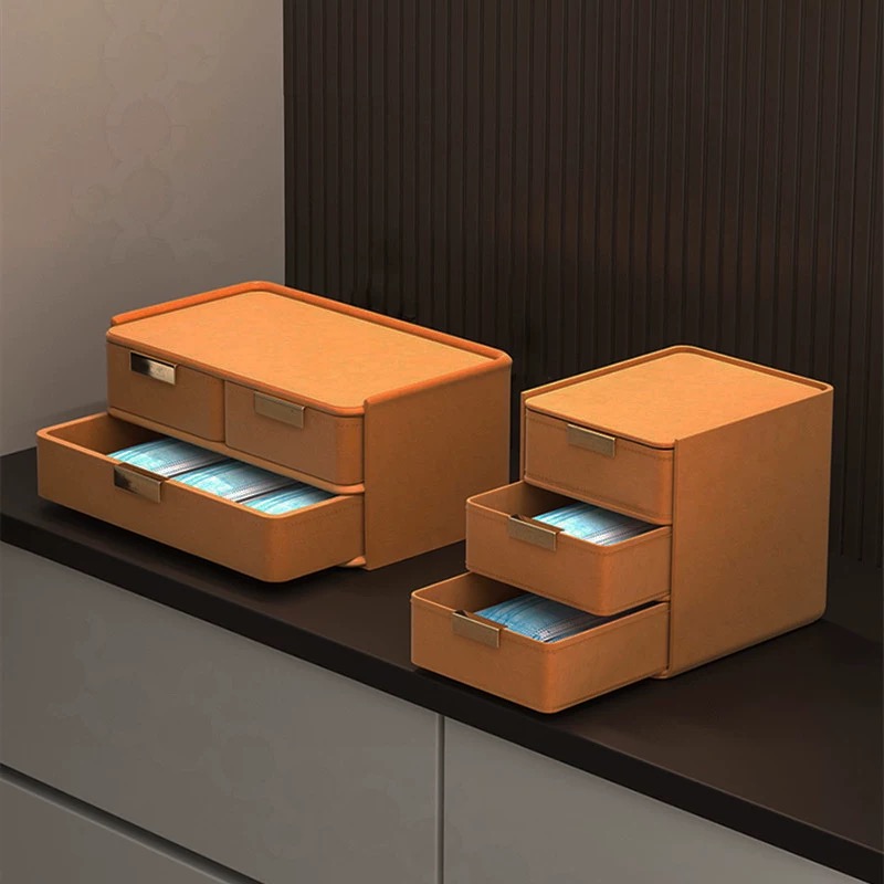 本心同款玄关抽屉式皮质收纳盒