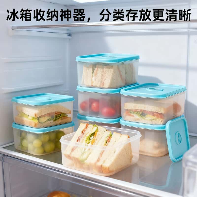 保鲜盒餐盒上班族带盖厨房收纳迷你饭盒冷冻分装盒新款蓝盖便携