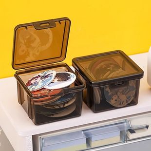 透明翻盖收纳盒塑料密封储物盒桌面整理箱小号矮款