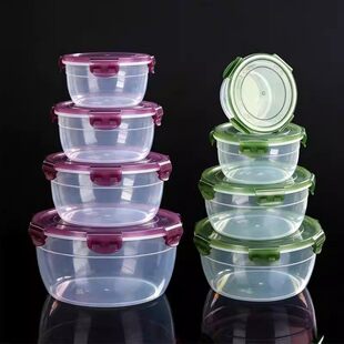 【加厚】塑料保鲜盒微波炉饭盒加热冰箱食物收纳盒圆形密封便当盒