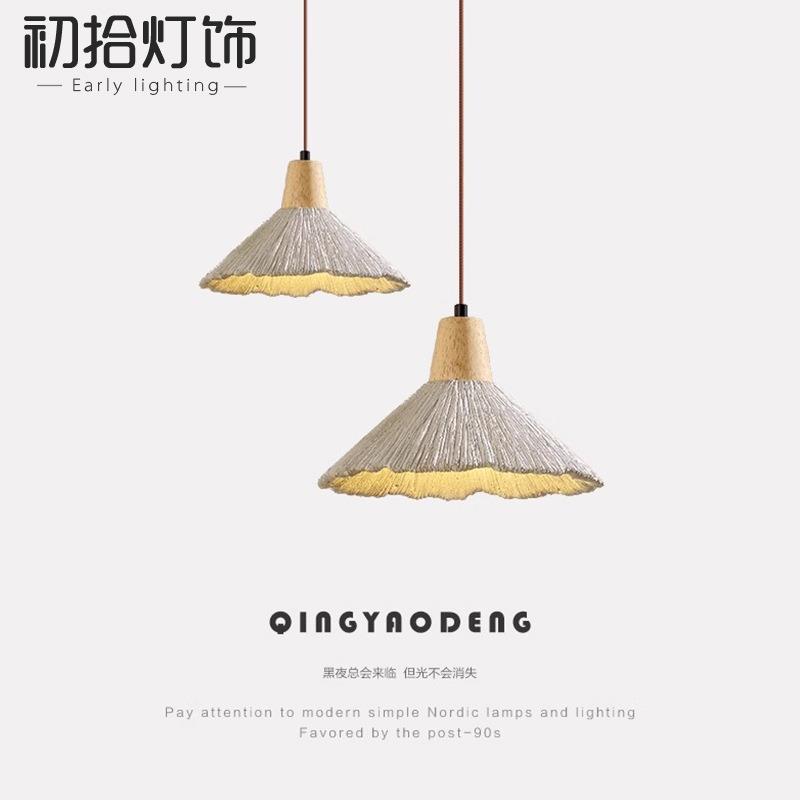 复古水泥艺术餐厅吧台吊线灯新款温馨卧室床头小吊灯设计师茶室灯