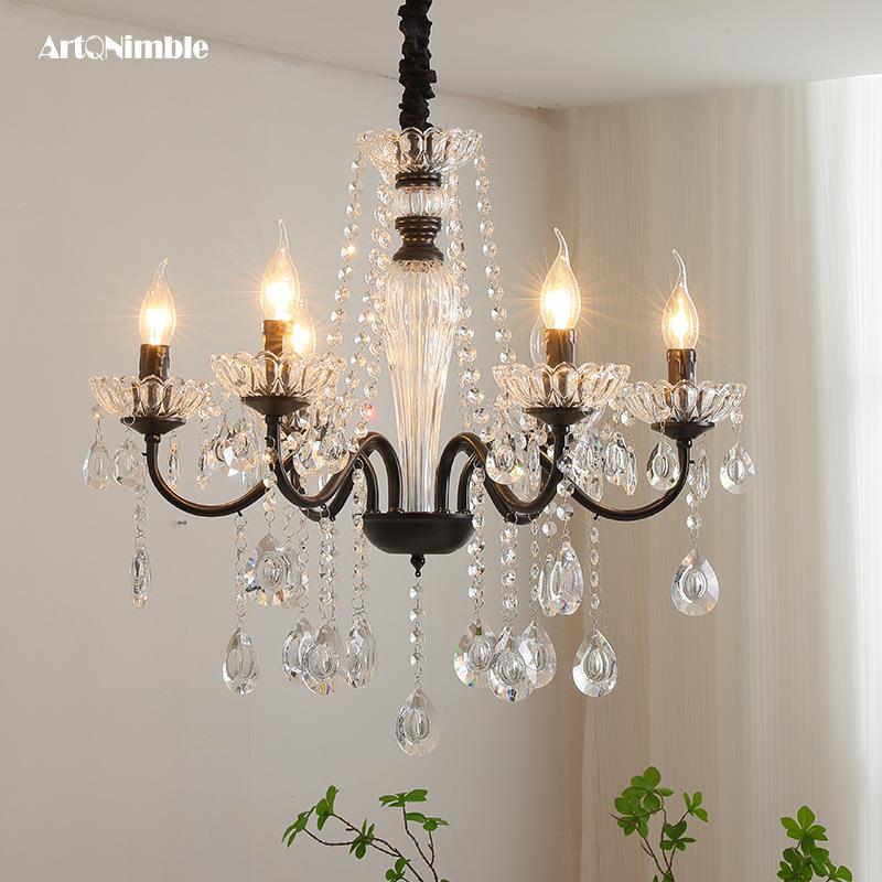 法式客厅卧室南洋风复古黑色中古珍珠蜡烛灯餐厅别墅美式水晶吊灯