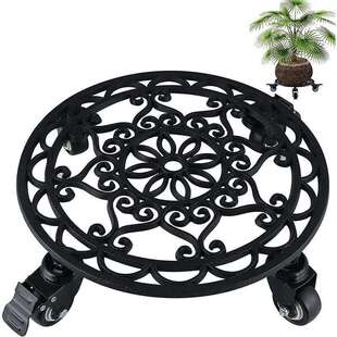 直销铸铁万向轮花盆架客厅阳台落地式可移动花盆托铁艺花架