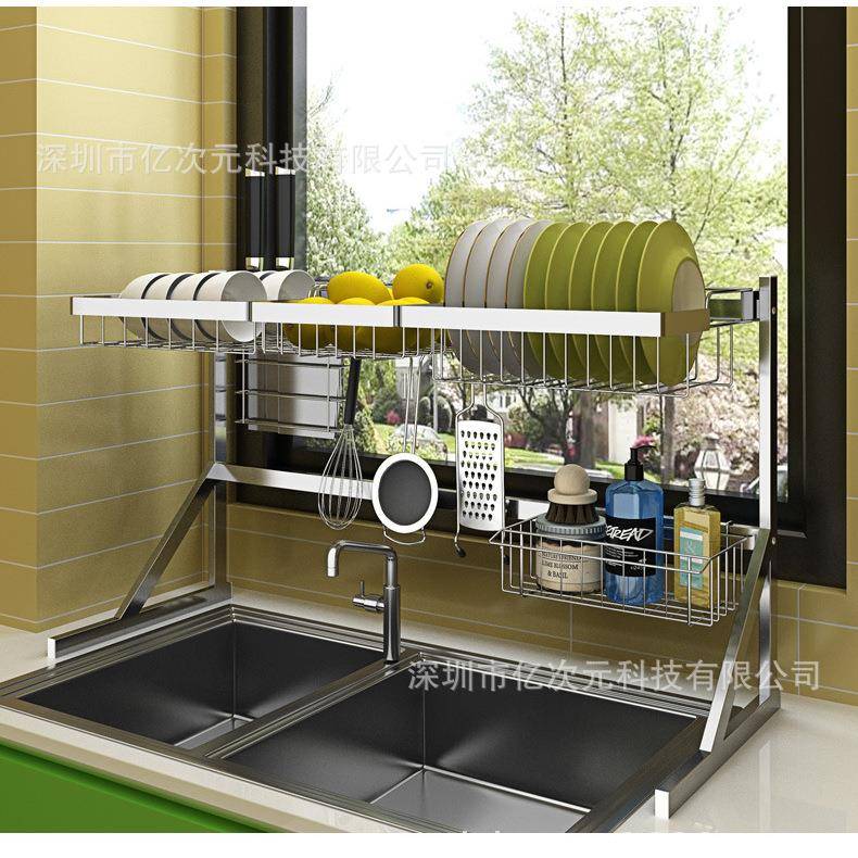 201水槽置物架上方沥水架碗碟架不锈钢厨房置物架收纳厨房用品