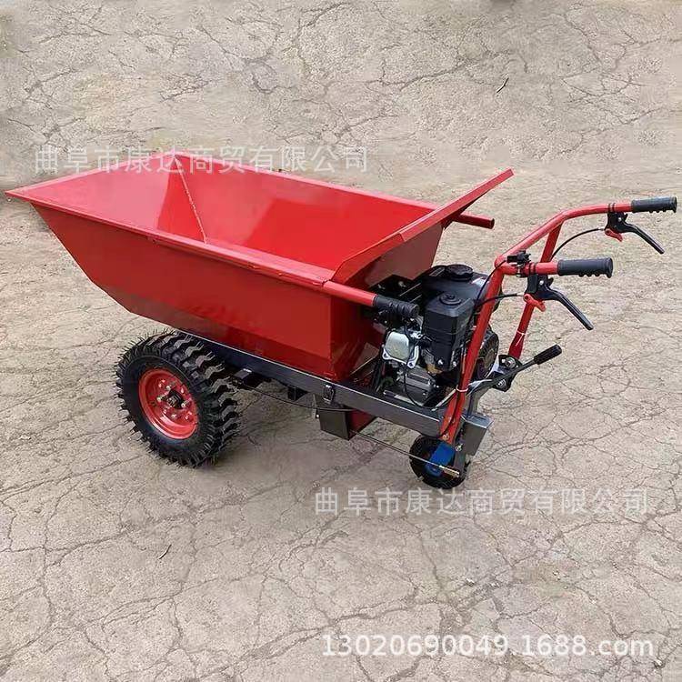 汽油动力小推车民用助力小型工地翻斗车柴油自卸翻斗运输三轮车