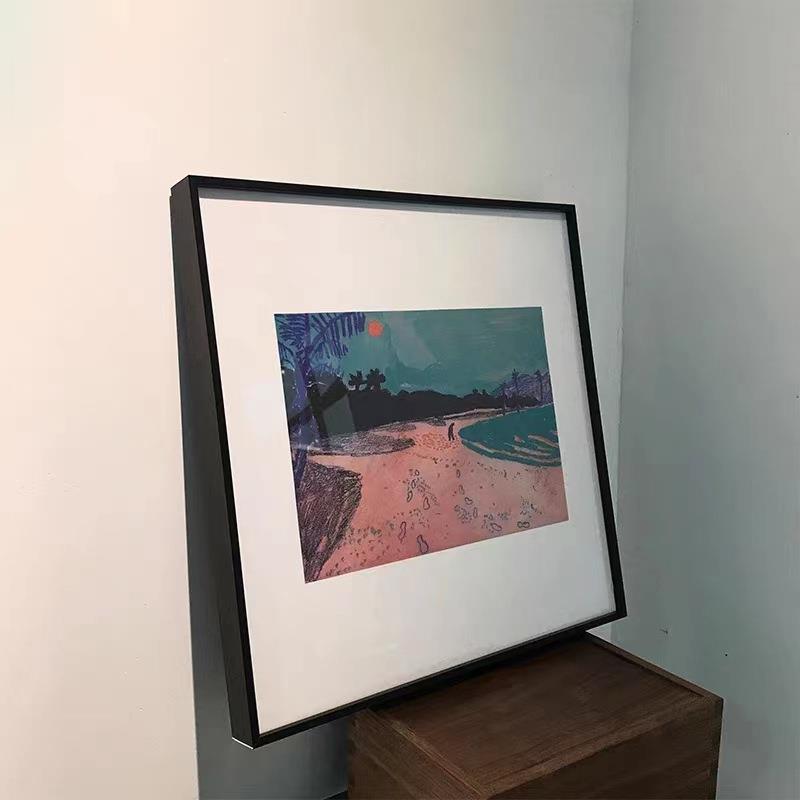 现代客厅装饰画法国插画师风景餐厅油画方形画卡纸卧室小众壁画