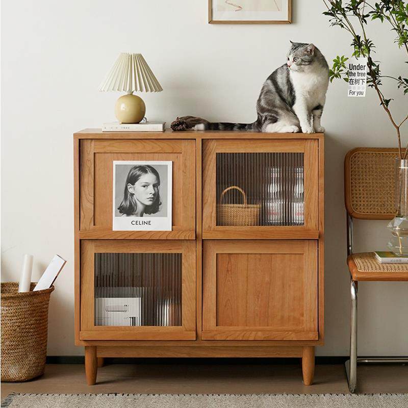 北欧餐边柜实木中古边柜餐厅收纳置物柜简约储物柜书柜杂志柜日式