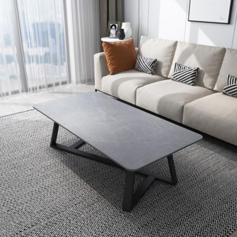 北欧岩板茶几小户型客厅大理石长方形茶台简约现代家用铁艺茶几桌