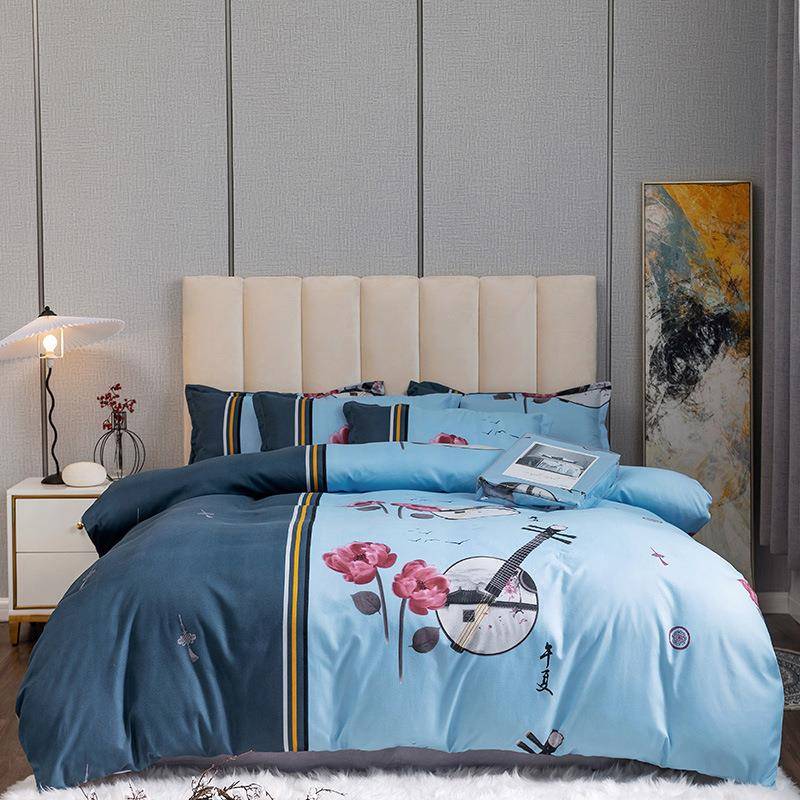 中国风大版花加厚生态磨毛四件套大版花轻奢保暖床单被套