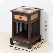 泰国家具床头柜轻奢复古实木藤编柜创意简约储物柜收纳柜茶几边柜