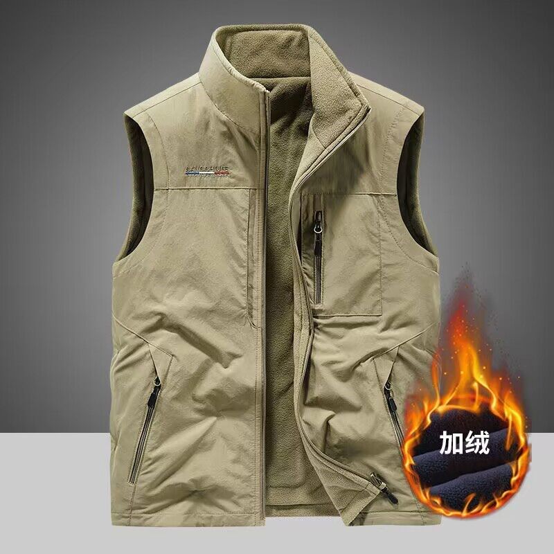 新款户外加绒男士马甲多口袋宽松立领背心休闲马夹休闲工装大码外,男装,常规马甲,淘宝优惠券,粉丝福利购,淘宝优惠卷