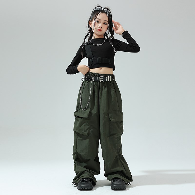 街舞套装女童爵士舞模特T台走秀潮服儿童嘻哈演出服舞蹈表演服潮