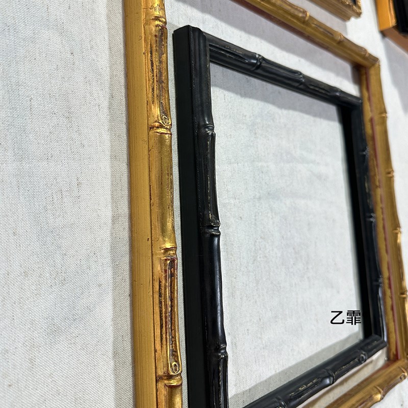 乙霏家居美式法式中古复古黑色金色2cm 小竹节油画实木装饰画画框
