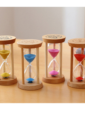 小方型榉木1/3/5分钟沙漏 创意儿童刷牙计时器时间漏斗原木沙漏