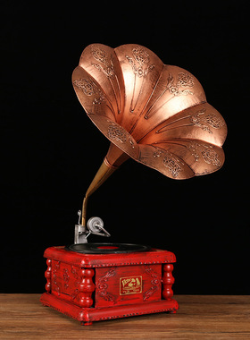 复古怀旧留声机摆件欧式创意家居店铺客厅酒柜装饰品拍摄道具模型