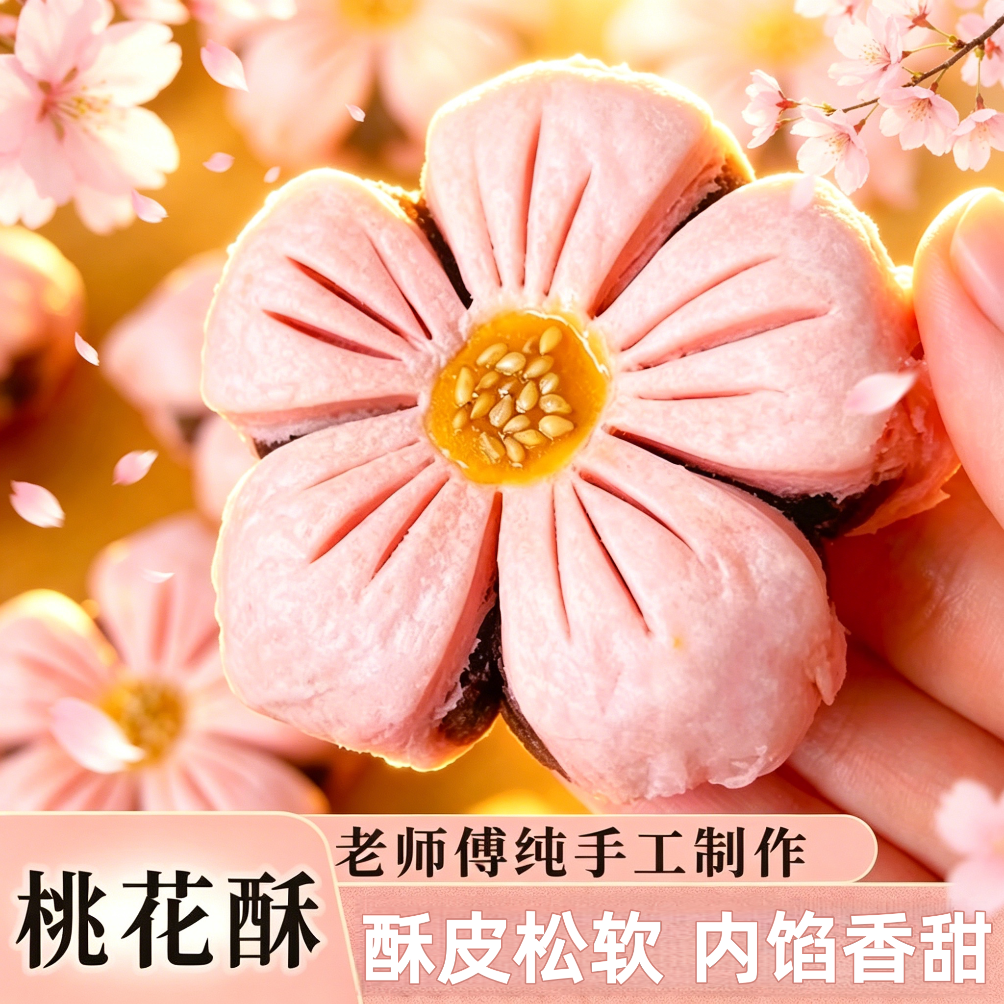 非遗糕点桃花酥花式糕点山楂酥特产桃花小吃点心休闲零食传统茶点