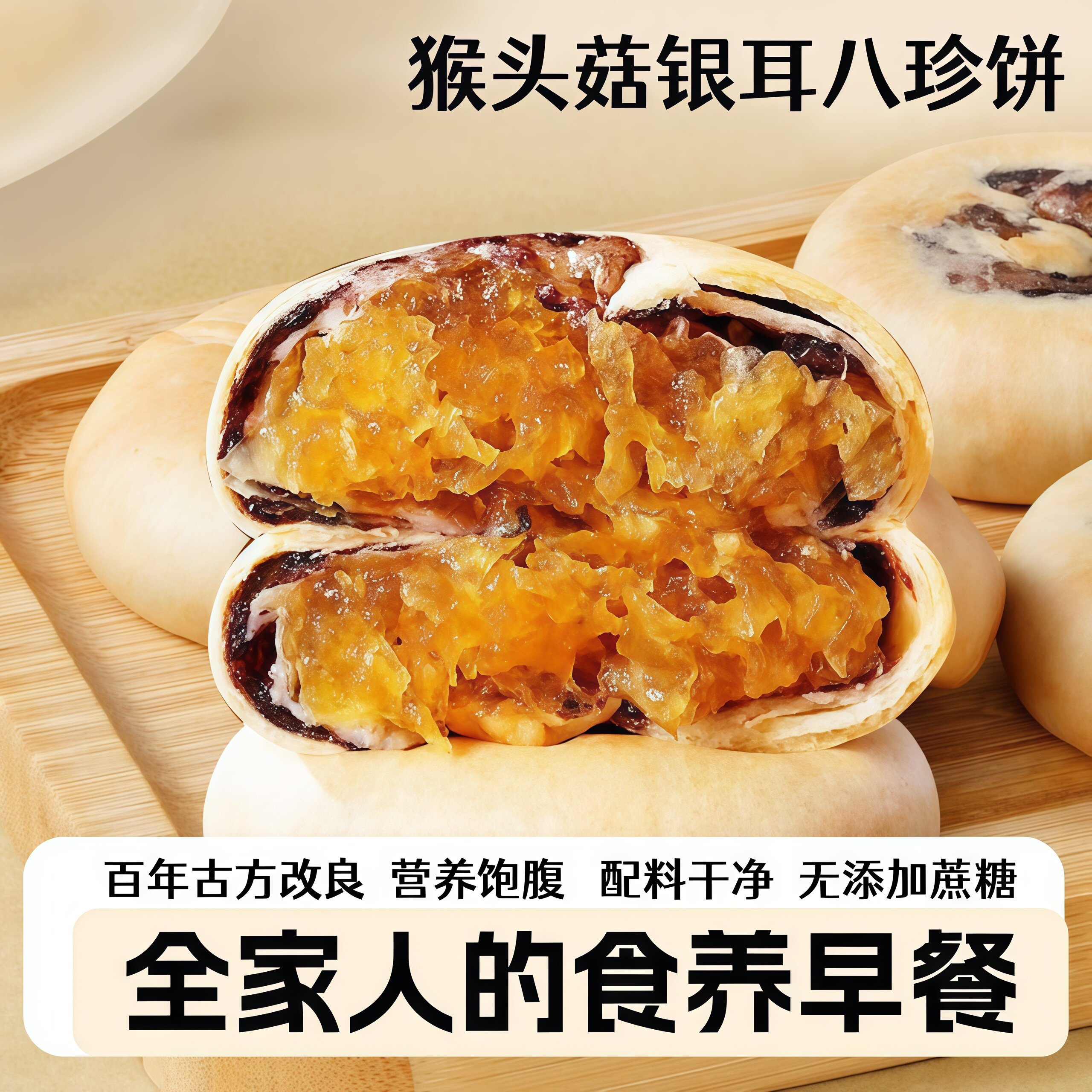 传统手作猴头菇八珍饼营养图片