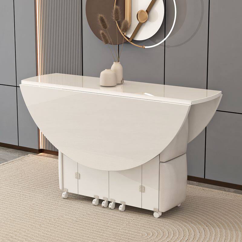 高端圆形折叠桌餐桌家用小户型可移动吃饭桌子大圆桌厨房客厅饭桌