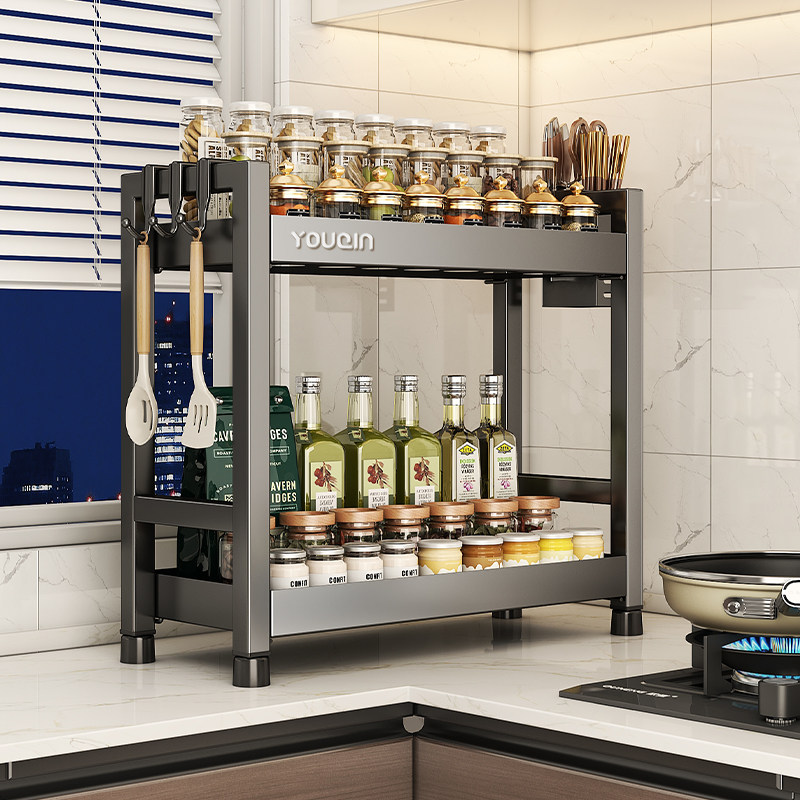 优勤调料置物架窄款厨房调料架子台面油盐酱醋调味料品收纳架灶台