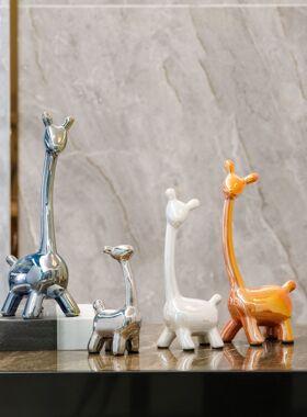 一家三口小鹿摆件家居饰品电视柜酒柜装饰轻奢高档高级感客厅玄关