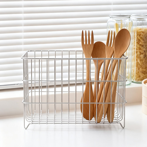 唯物生活   厨房窗台面304不锈钢砧板收纳筐蔬菜篮子置物架沥水架