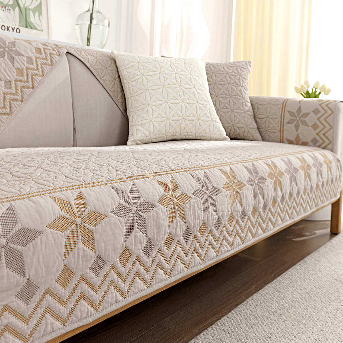 沙发垫全棉四季通用防滑纯棉布艺坐垫简约现代2025皮沙发套罩盖布