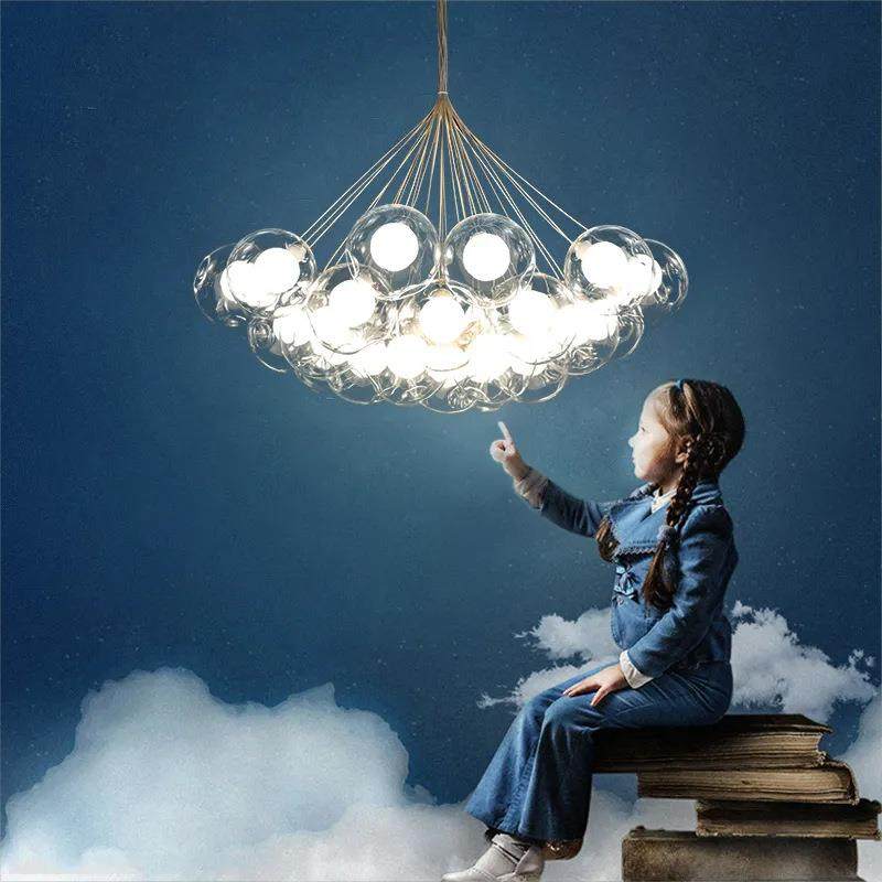 现代简约楼梯间吊灯个性玻璃圆球艺术客厅别墅复式楼旋转楼梯吊灯