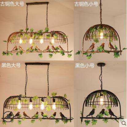创意绿植物小鸟吊灯北欧loft复古工业风餐厅酒吧台服装店铁艺鸟笼