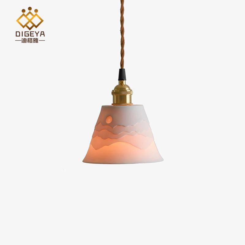 北欧日式群山叠影黄铜复古吊灯卧室餐厅吧台民宿陶瓷简约吊灯