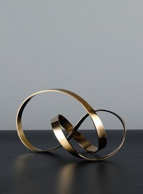抽象金属摆件绳结装饰品 客厅样板房书架柜书桌前卫艺术软装摆设