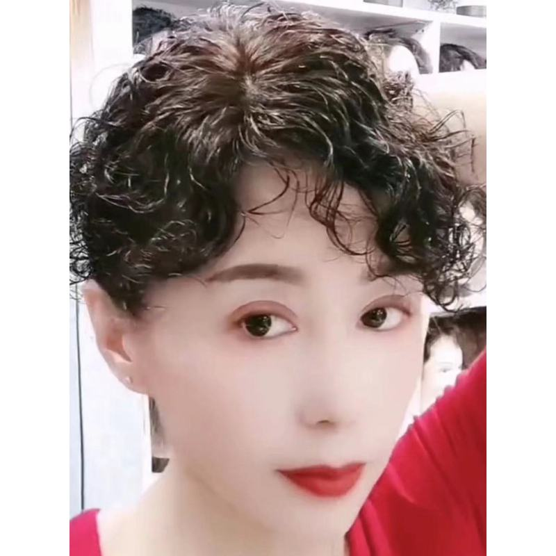 头顶卷发片真人发丝假发真头发刘海羊毛卷遮白发轻薄