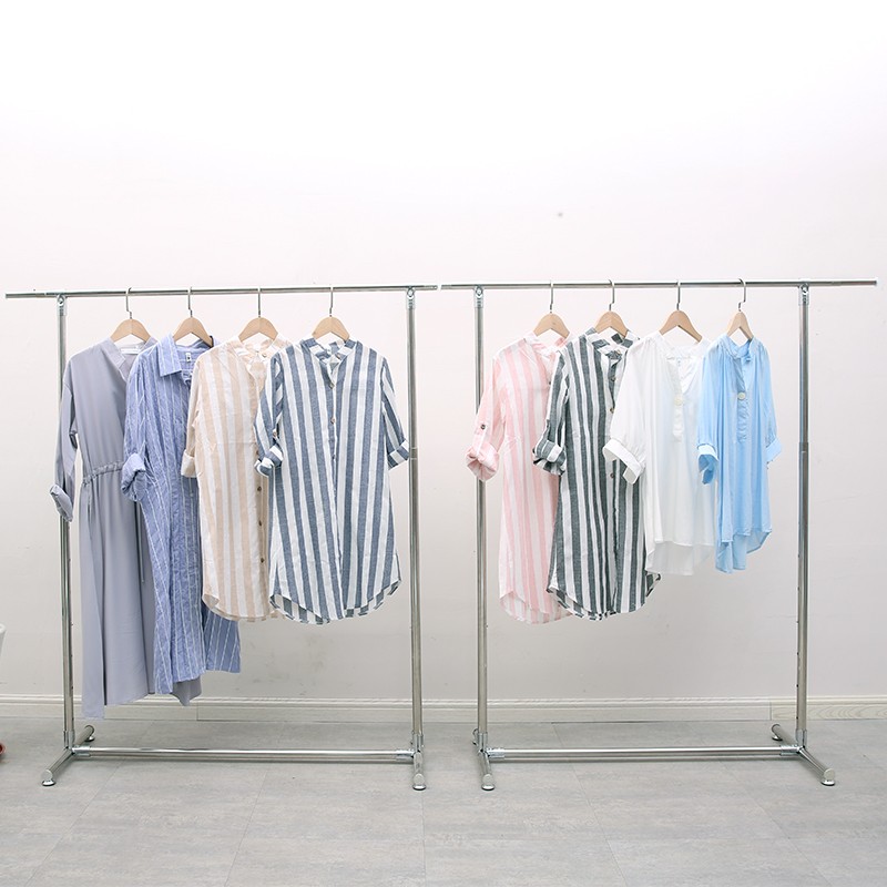 不锈钢服装店衣架展示架落地中岛货架单杠龙门架挂衣架靠墙正侧挂
