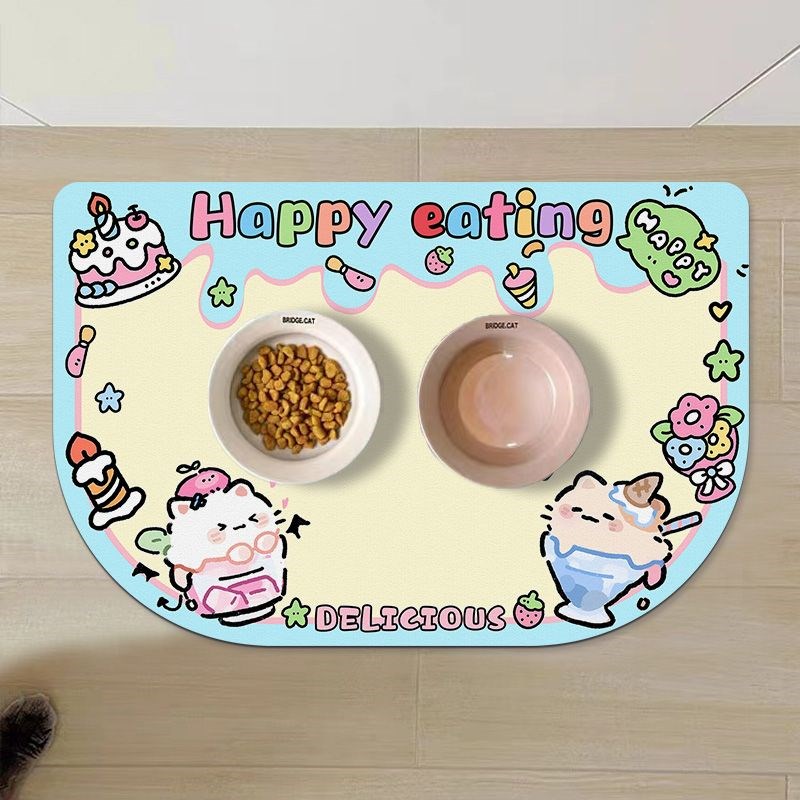 可爱卡通硅藻线条小狗餐垫宠物通用猫咪泥餐垫子吸水防滑狗狗打理