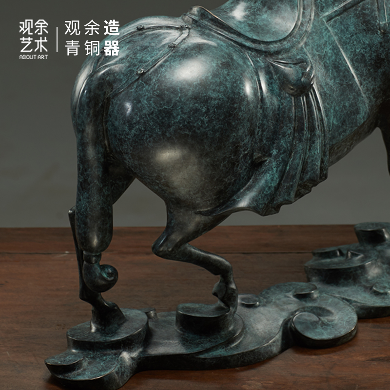 观余 精品纯青铜唐马雕塑办公室客厅摆件家居饰品礼品 马踏祥云