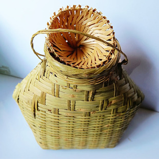 纯手工竹编手提特大号鱼篓竹篮农家乐装饰道具捉鱼竹篓带盖子竹筐