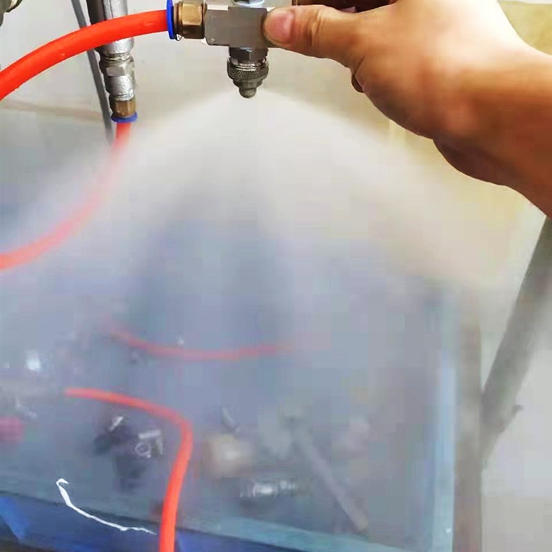 标明实业不锈钢空气雾化喷嘴扇形二流体气水混合可调加湿除尘喷头