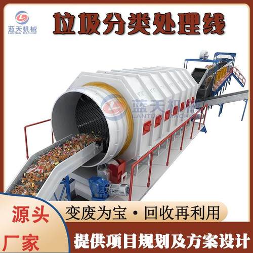 垃圾分类处理生产线 台湾城市混合垃圾滚筒筛分机 移动式处理系统