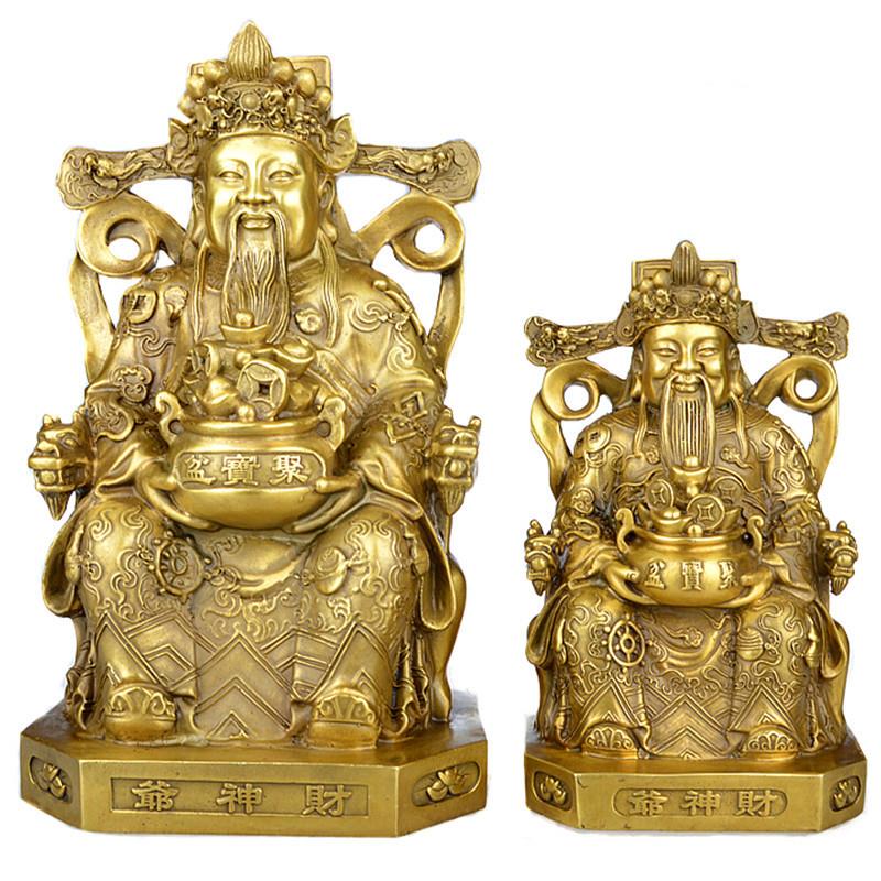 黄铜文财神财帛星君财神像家居饰品摆件黄铜大小号财神爷铜像
