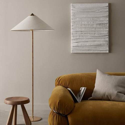 复古侘寂风客厅餐厅落地灯新中式茶室禅意立式台灯布艺藤编装饰灯