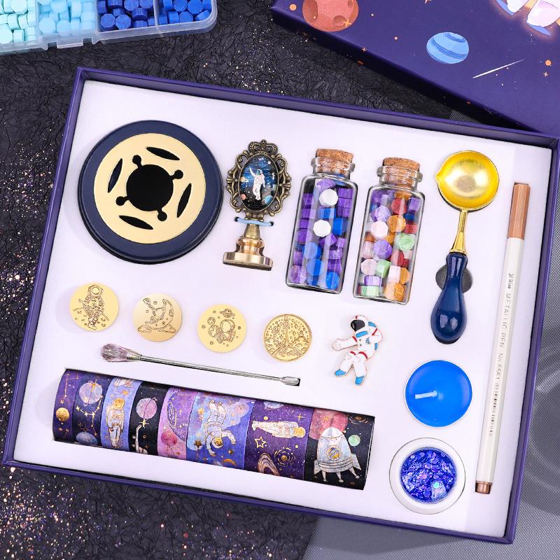 素年新品火漆封蜡印章套装宇航员火漆蜡粒礼盒火漆印章当天可发货