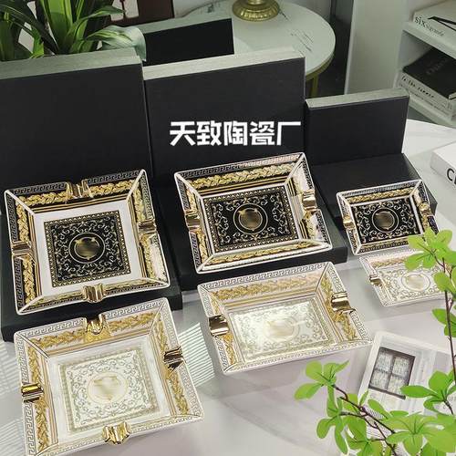 范家系列大中小号烟灰缸摆件家居粉色范家&黑色大v&金色大v&绿色