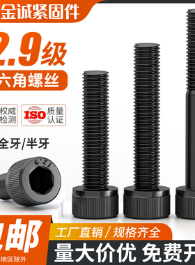 发黑12.9级内六角螺丝高强度杯头螺栓M1.4M2M3M4M5M6M8M10M16螺杆