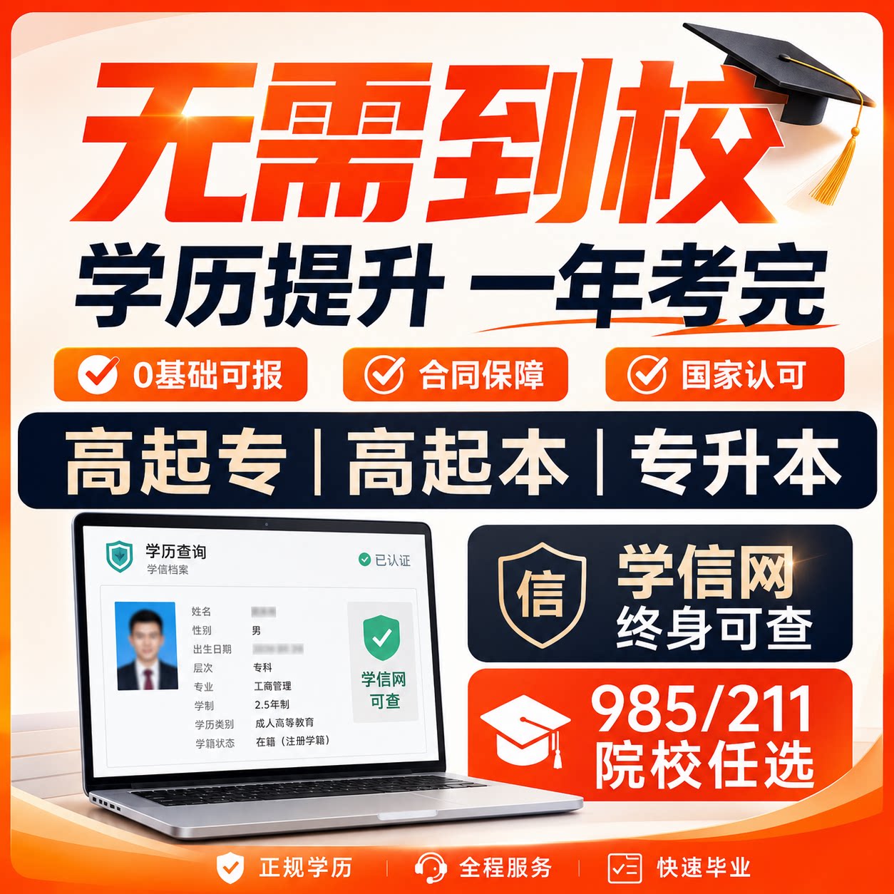 成人学历提升自考专升本科学信网可查询成人高考国家开放大学中专