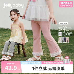 女童夏季打底裤儿童百搭花边裤子透气小童薄款2026新款宝宝喇叭裤
